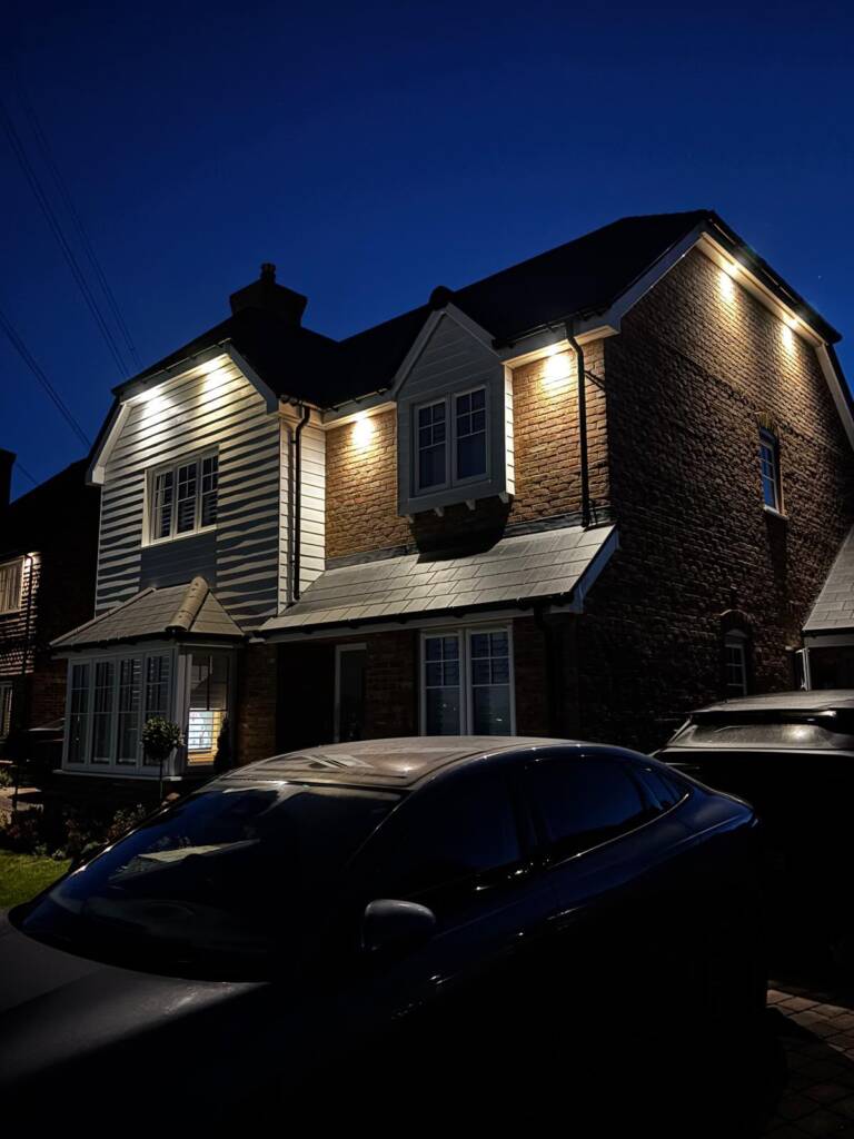 External lighting installation. New downlights installed from smart switching controls - Sittingbourne, Kent